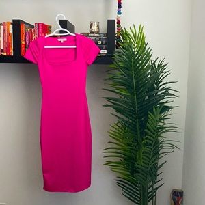 Magenta square neck dress